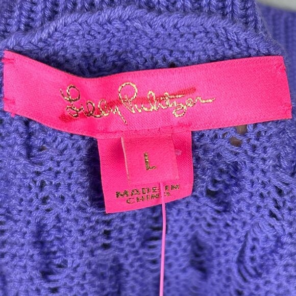NWT Lilly Pulitzer Evanie Knit Tank Top Sweater Shirt Mystical Purple Violet L - Picture 9 of 13